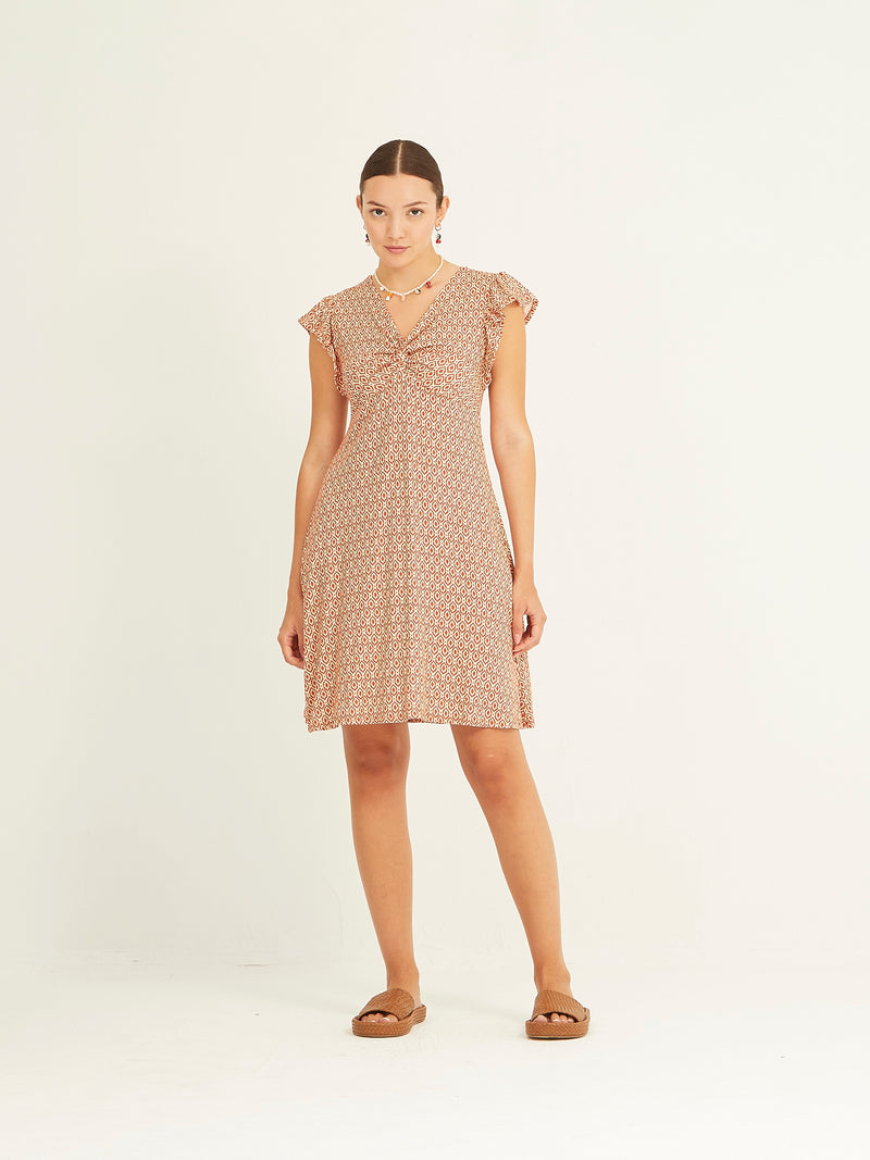 Ruffle Sleeve Knot Dress