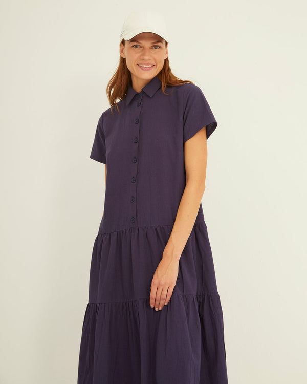 Short Sleeve Shirt Collar Dress