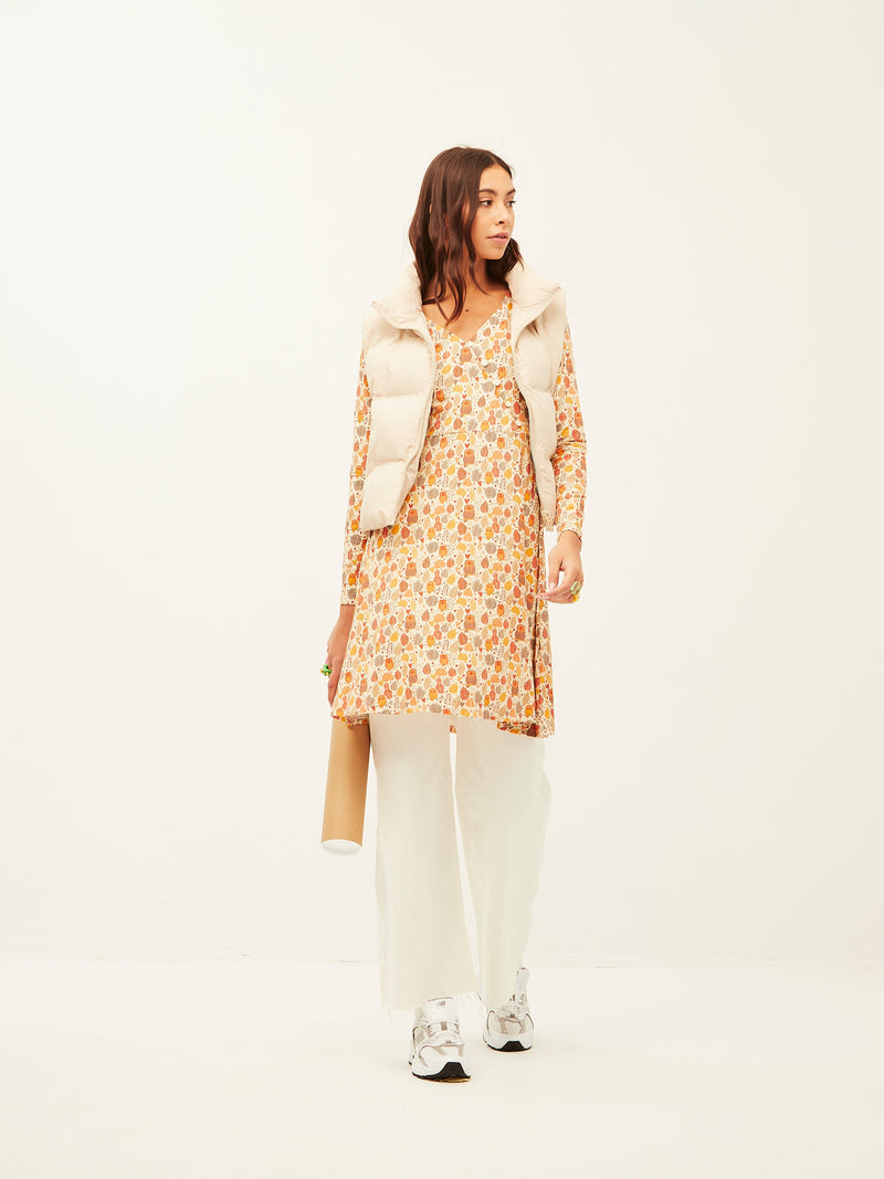 Off White Owl Buttoned Wrap Dress