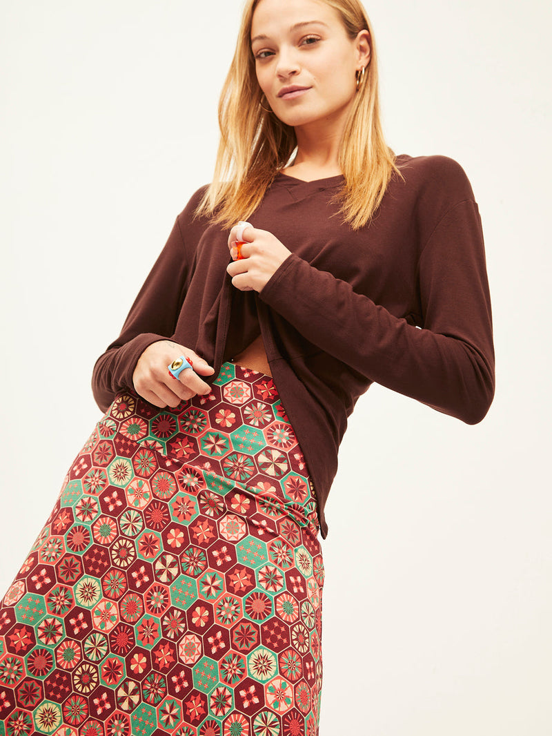 Pink Mosaic Midi Skirt