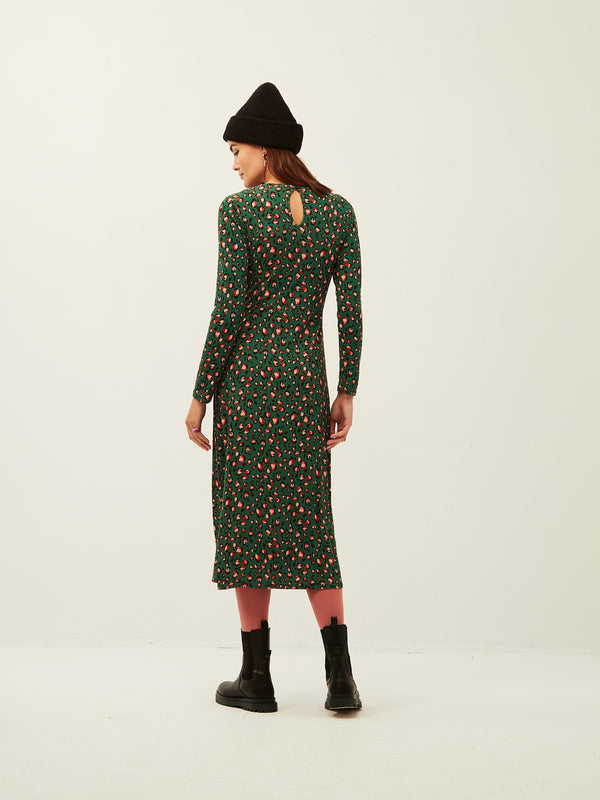 Vestido Corte Falda Green Leopard