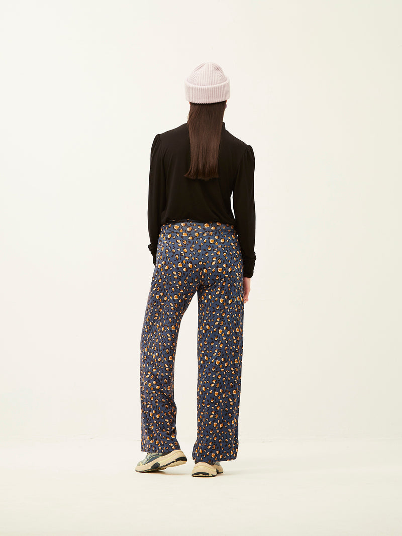 Blue Leopard Rubber Waist Pants