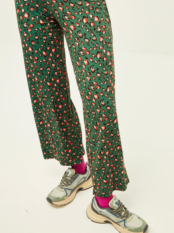 Green Leopard Rubber Waist Pants