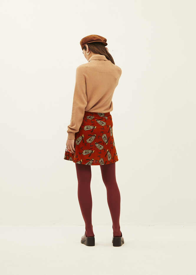 Brown Buttons Mini Skirt Happy Sheep