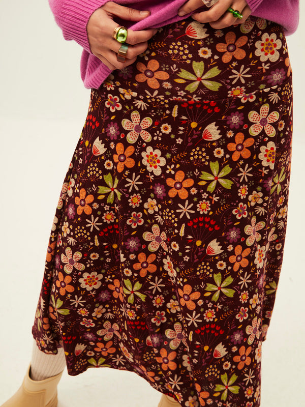 Garnet Bouquet Bliss Midi Skirt