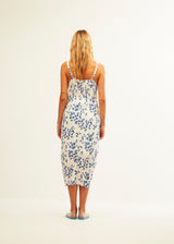 Long Strap Dress with Buttons - Mystic Flowers